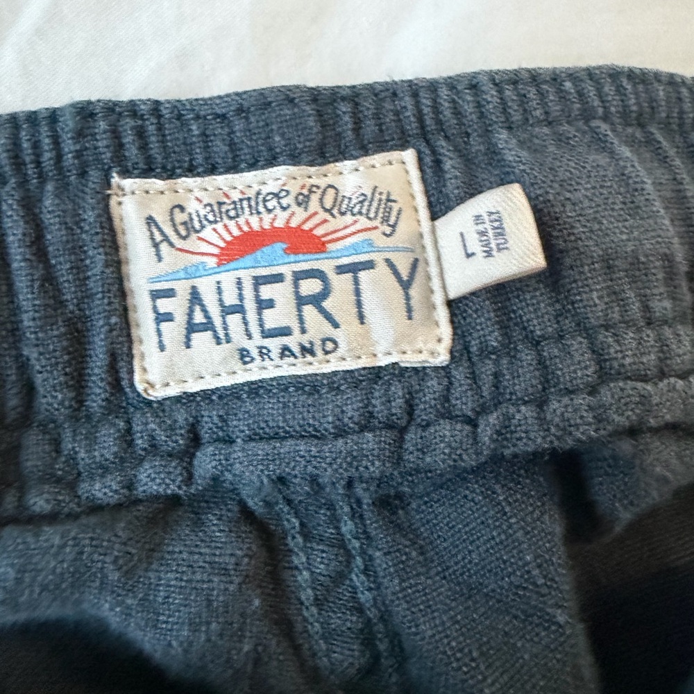 Faherty Blue Drawstring Linen Pants - image 2